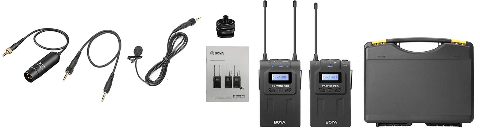 зображення комплекту поставки Boya BY-WM8 Pro-K1 безпровідного мікрофона для камери